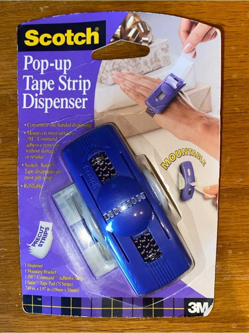 2 Scotch Pop-Up Tape Dispenser Wrist Bracelet 1-Hand Pre Cut With 2 Refills Vtg